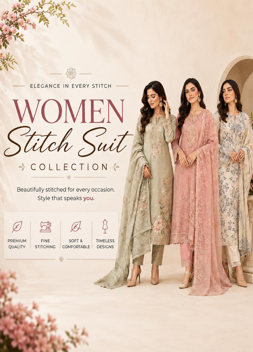 Elegant Women Stitch Suit Collection – Premium Embroidered Dresses