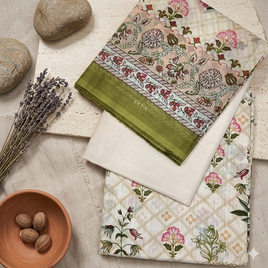 Floral Harmony Unstitched 3-Piece Suite