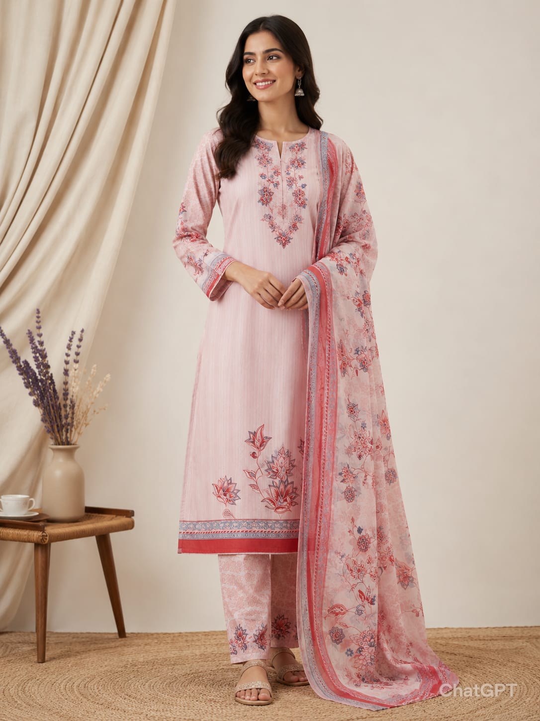 Blush Bloom Unstitched Lawn Suit – Elegant 3 Piece Collection