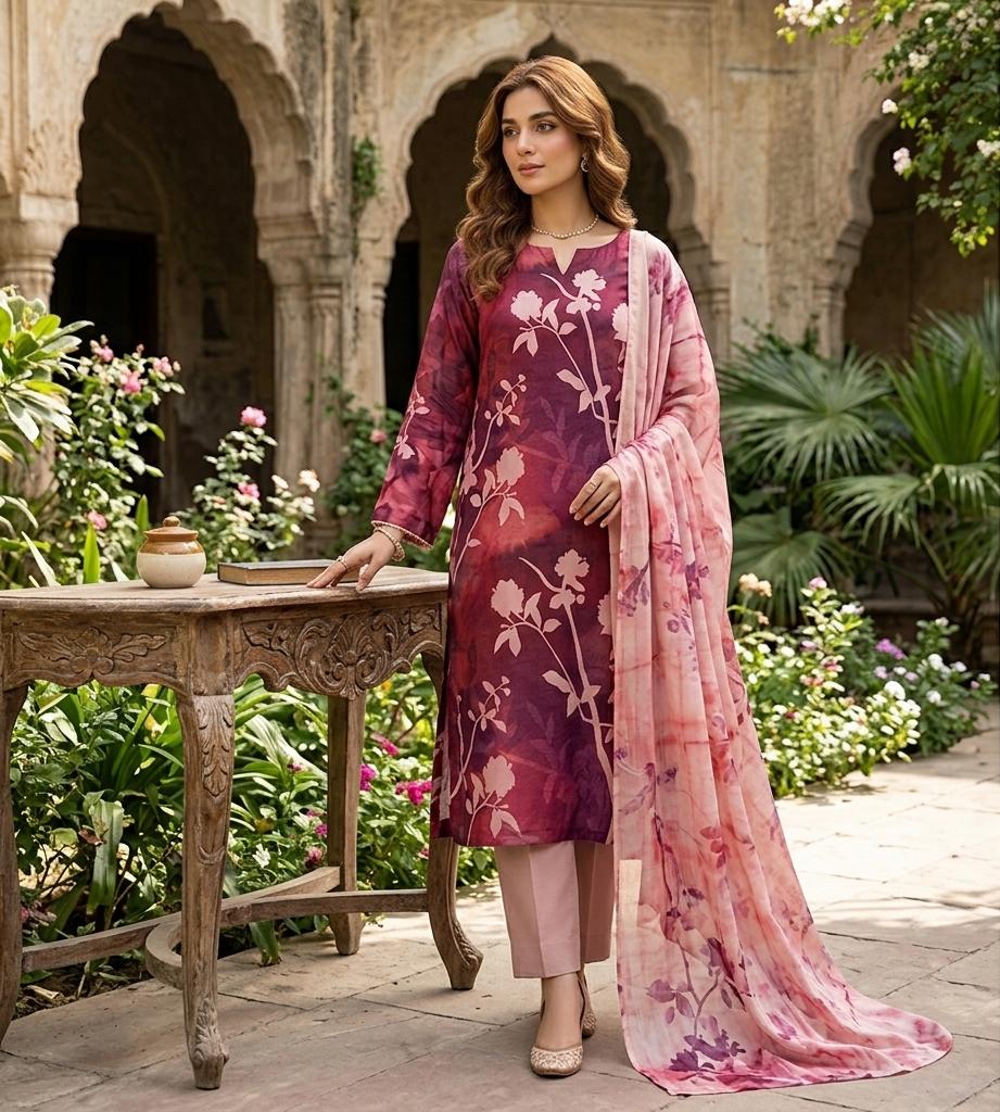 Berry Watercolor – Handcrafted Silk 3-Piece Suite