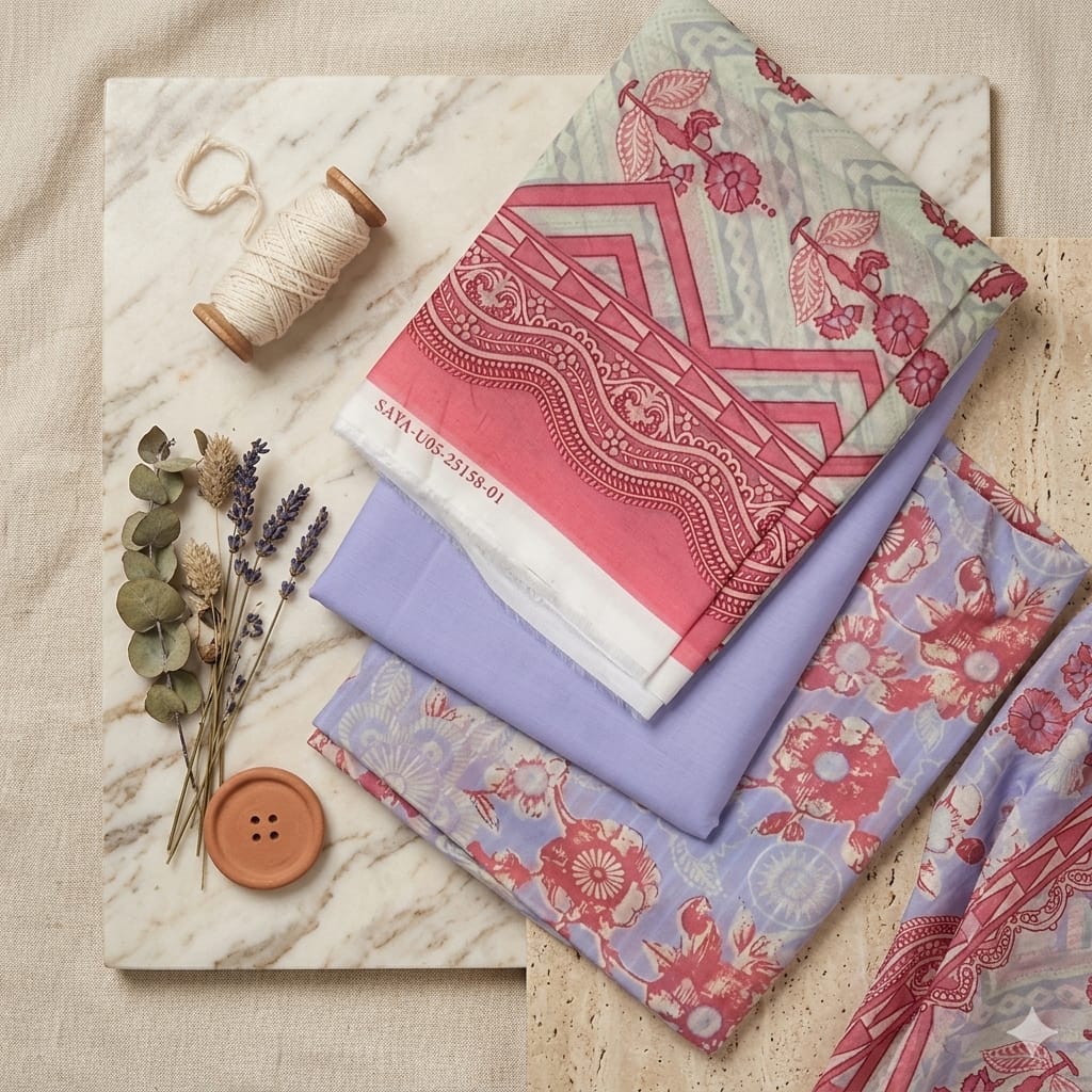 Lavender Bloom Unstitched Suit – Elegant Printed Lawn Collection